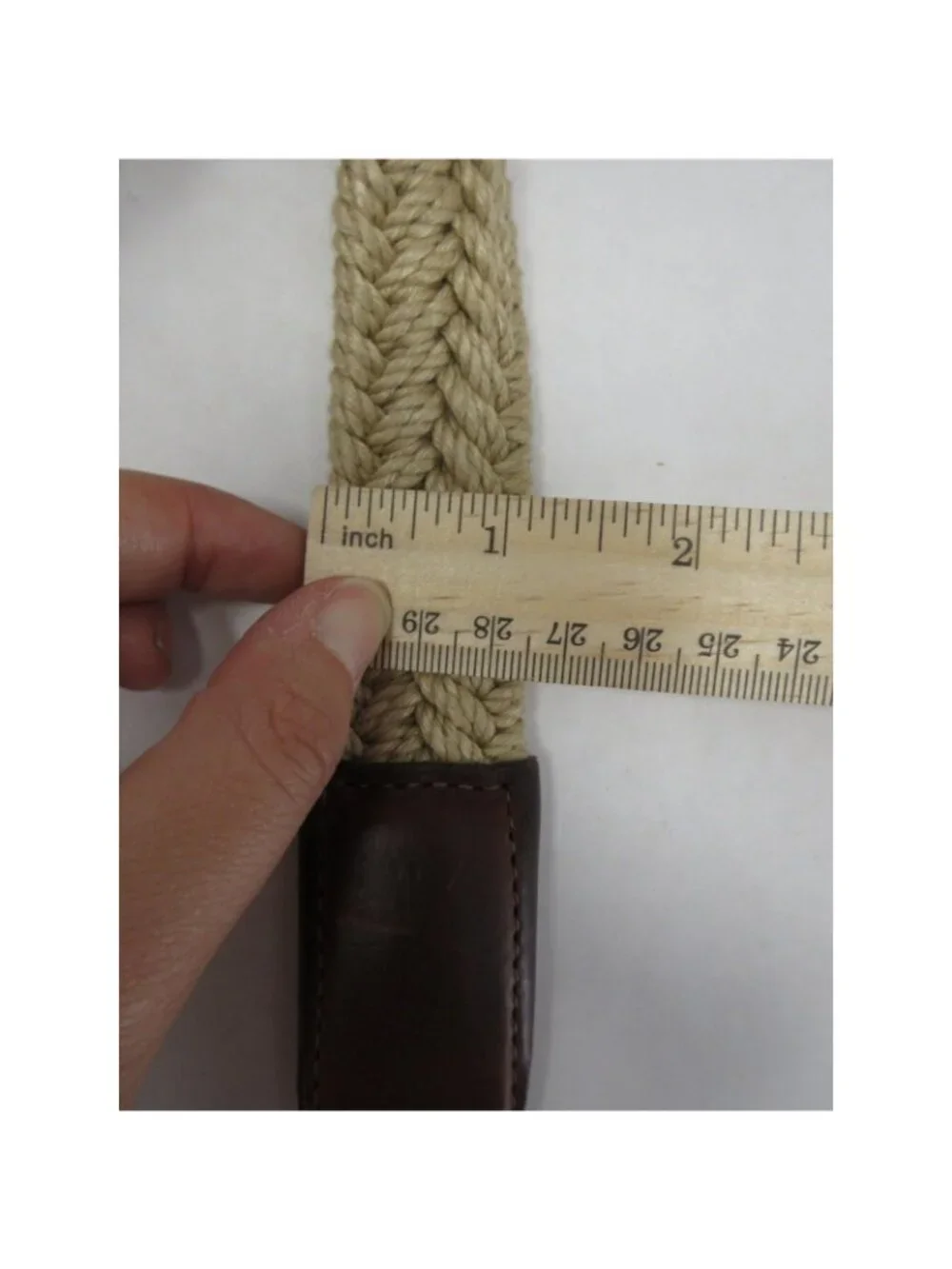 Orvis Belt 46 Braided Woven Leather Trim Brass Buckle Made In USA